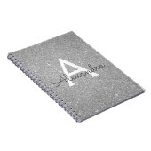 Luxus Silver Glitzer Sparkle Monogram Notebook Notizblock (Rechte Seite)