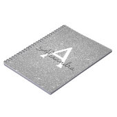 Luxus Silver Glitzer Sparkle Monogram Notebook Notizblock (Linke Seite)