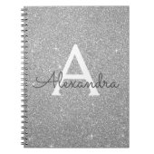 Luxus Silver Glitzer Sparkle Monogram Notebook Notizblock (Vorderseite)