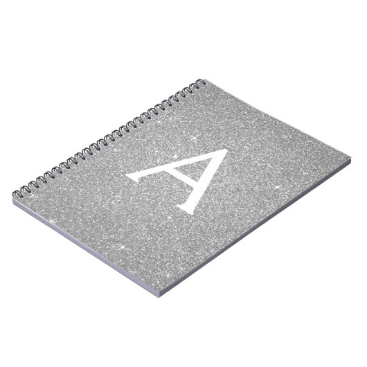 Luxus Silver Glitzer Sparkle Monogram Notebook Notizblock (Linke Seite)
