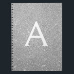 Luxus Silver Glitzer Sparkle Monogram Notebook Notizblock<br><div class="desc">Luxuriöse Silver Imitate Glitzer Sparkle Elegantes Mit Monogramm Notebook für Schule oder Arbeit. Das Notebook ist ideal für den Rückweg in die Schule oder für die Planung einer Hochzeit oder eines Brautparty</div>