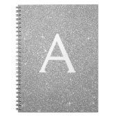 Luxus Silver Glitzer Sparkle Monogram Notebook Notizblock (Vorderseite)