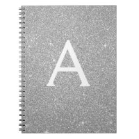 Luxus Silver Glitzer Sparkle Monogram Notebook