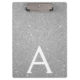 Luxus Silver Glitzer & Sparkle Monogram School Klemmbrett