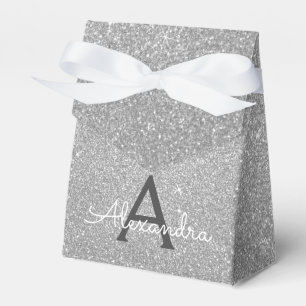 Luxus Silver Glitzer & Sparkle Monogramm Geschenkschachtel