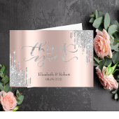 Luxus Silver Glitzer Tropfen Rose Gold Dankeskarte
