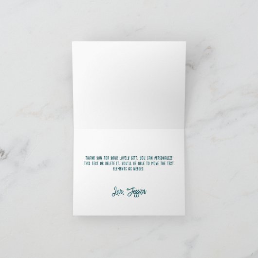 Luxus Silver Glitzer Türkise Ombre Dankeskarte (Innenseite)