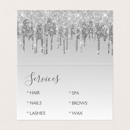 Luxus Silver Glitzer und Sparkle Visitenkarten (Innenseite Aufgefaltet)