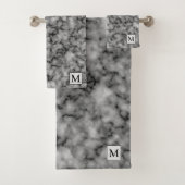 Luxus Silver Marble Mit Monogramm Badhandtuch Set (Insitu)