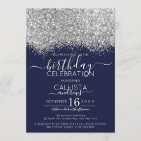 Luxus Silver Navy Glitzer Confetti Birthday