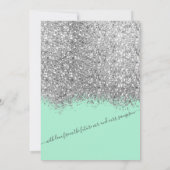 Luxus Silver Neo Mint Glitzer Confetti Wedding Einladung (Rückseite)