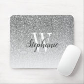 Luxus Silver Ombre Imitate Glitzer Monogram Mousepad (Mit Mouse)