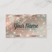 Luxus Silver Peach Marmor Glitzer Shiny Stars Visitenkarte (Vorderseite)