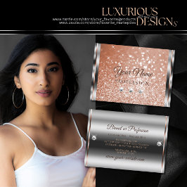 Luxus Silver Rose Gold Sparkle Glitzer Diamanten Visitenkarte