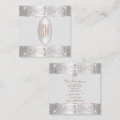 Luxus Silver Rose Gold Verzierte Ornamente Monogra Quadratische Visitenkarte (Vorne/Hinten)