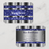 Luxus Silver Royal Blue Sparkle Glitzer Elegante Visitenkarte (Vorne/Hinten)