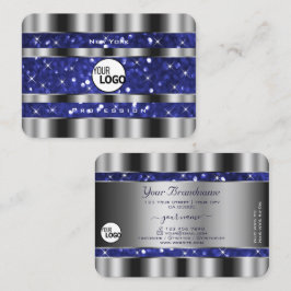 Luxus Silver Royal Blue Sparkle Glitzer Logo hinzu Visitenkarte
