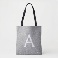 Luxus Silver Sparkle Elegante Monogram Book Bag