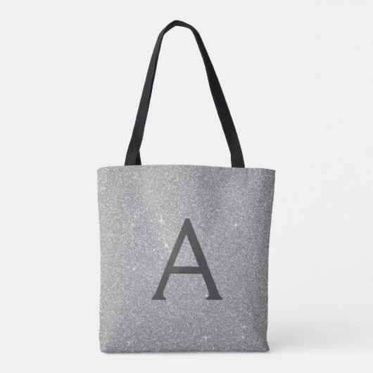 Luxus Silver Sparkle Elegante Monogram Book Bag Tasche (Rückseite)