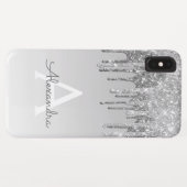Luxus Silver Sparkle Glitzer Monogram Case-Mate iPhone Hülle (Rückseite (Horizontal))
