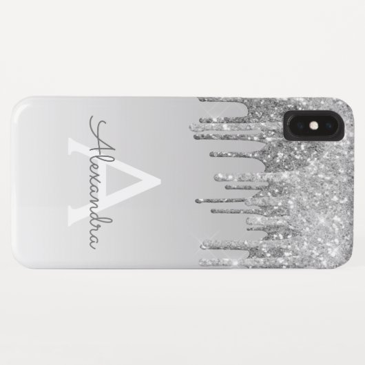Luxus Silver Sparkle Glitzer Monogram Case-Mate iPhone Hülle (Rückseite (Horizontal))