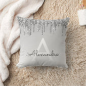 Luxus Silver Sparkle Glitzer Monogram Kissen (Decke)