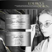 Luxus Silver Sparkle Glitzer Stars und Initialen Visitenkarte