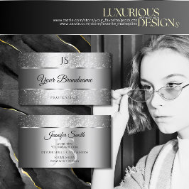 Luxus Silver Sparkle Glitzer Stars und Initialen Visitenkarte