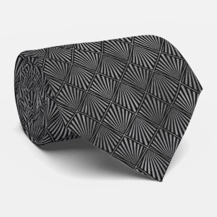 Luxus Silver und Black Art Deco Neck Tie Krawatte