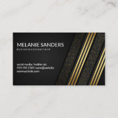 Luxus Sleek Gold Schwarz Streifen mit Muster Visitenkarte (Rückseite)