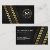 Luxus Sleek Gold Schwarz Streifen mit Muster Visitenkarte (Vorne/Hinten)