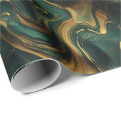 Luxus Smaragd-Gold Fluid Dunkles abstraktes Muster Geschenkpapier (Rolleneckpunkt)