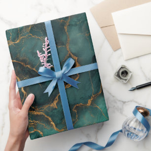 Luxus-Smaragd-Gold-Marmor Grün Abstraktes Muster Geschenkpapier