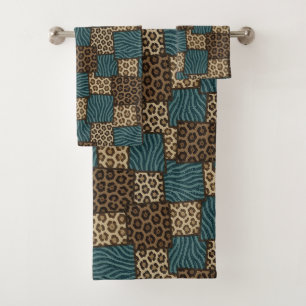 Luxus-Smaragdglitter-Afrika-Tierdruck-Handtuch-Set Badhandtuch Set