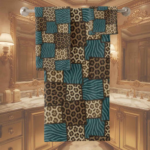 Luxus-Smaragdglitter-Afrika-Tierdruck-Handtuch-Set Badhandtuch Set