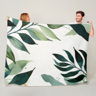 Luxus-Smaragdgrün-Gold-Botanik-Wurfdecke Fleecedecke