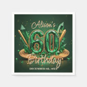 Luxus Smaragdgrün und Gold 60. Geburtstag Serviette (Vorderseite)