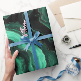 Luxus Smaragdgrüner Marmor Glanz Abstractes Muster Geschenkpapier