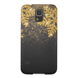 Luxus Snowflake Glitzer Black Gold Design Galaxy S5 Cover