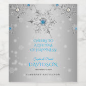 Luxus Snowflakes Kristallkugeln Silberperlen Hochz Weinetikett (Einzelnes Label)