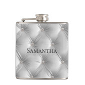 Luxus Soft Gray Imitats Velvet Bridesmaid Flachmann (Vorderseite)