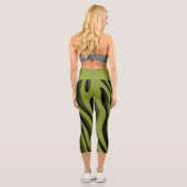 Luxus Soft Green 3D Zebra Wave Capri Leggings (Rückseite)