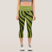 Luxus Soft Green 3D Zebra Wave Capri Leggings (Vorderseite)