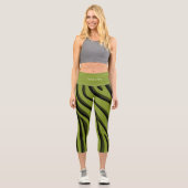 Luxus Soft Green 3D Zebra Wave Capri Leggings (Vorderseite)