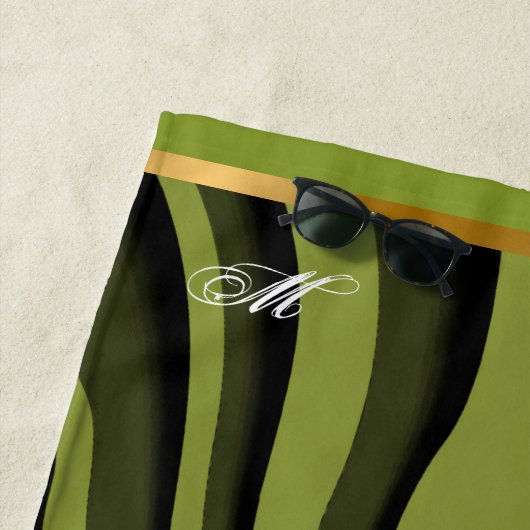 Luxus Soft Green Gold 3D Zebra Wave Strandtuch (Beispiel)