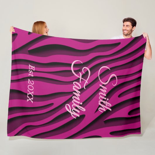 Luxus Soft Pink 3D Zebra Wave Fleecedecke (Beispiel)