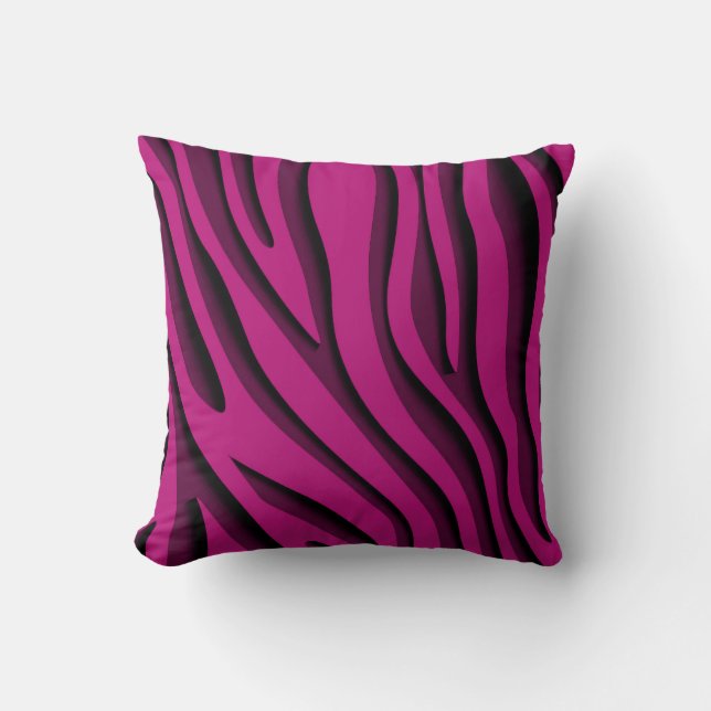 Luxus Soft Pink 3D Zebra Wave Kissen (Vorderseite)