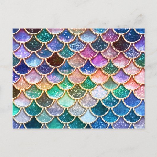 Luxus sommerlich vielfarbiger Glitzer Mermaid Scal Postkarte (Vorderseite)