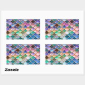 Luxus sommerlich vielfarbiger Glitzer Mermaid Scal Rechteckiger Aufkleber (Blatt)