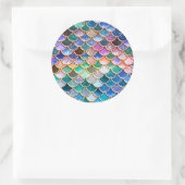 Luxus sommerlich vielfarbiger Glitzer Mermaid Scal Runder Aufkleber (Tasche)